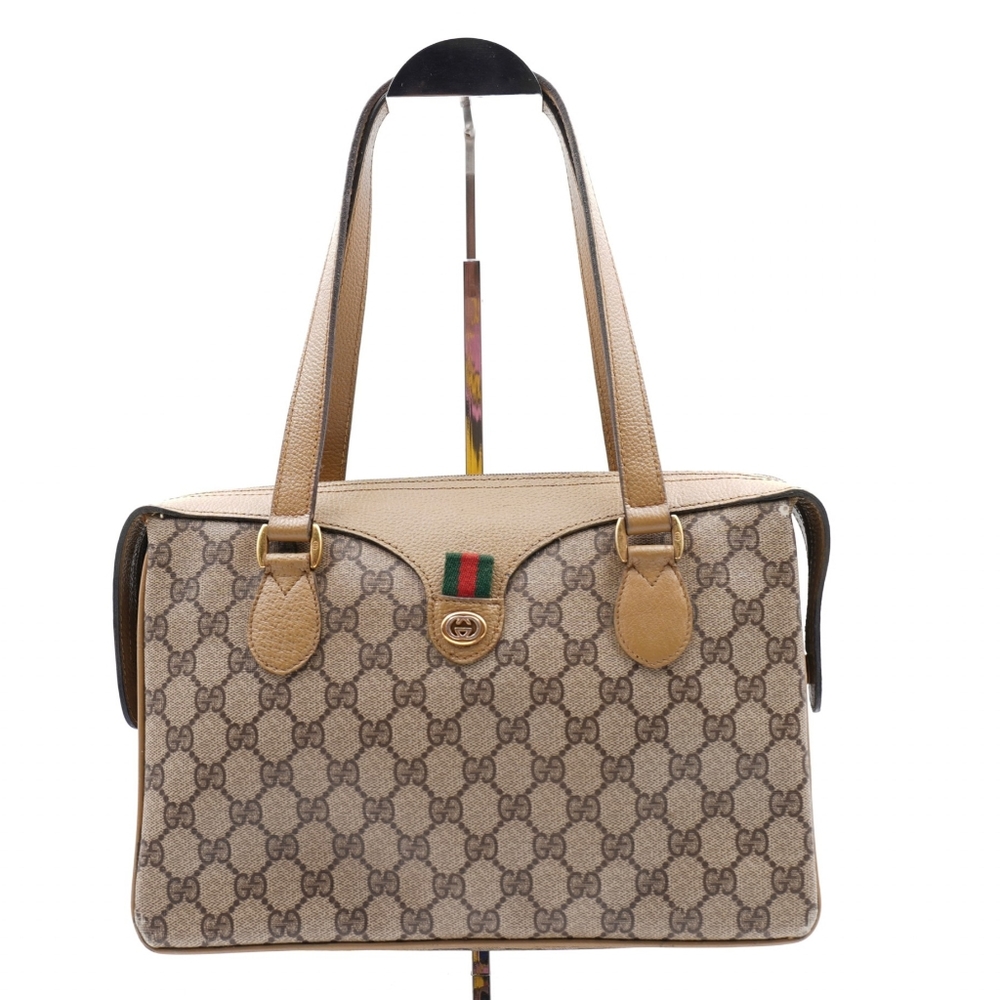 I26❤️Gucci Vintage GG Sherry line Zip tote
